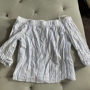 Off the shoulder striped shirt